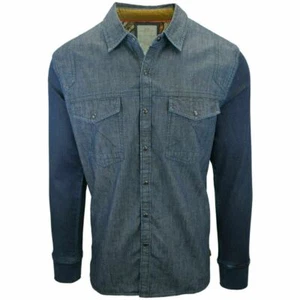 Meridian Line Men's Navy Two Tone L/S Shirt - Picture 1 of 3