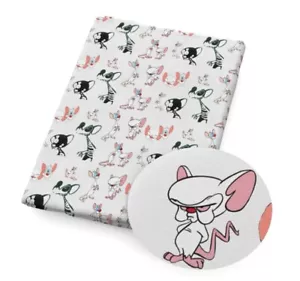 PINKY FROM PINKY & THE BRAIN 100% Cotton Fabric 50*145cm - Picture 1 of 3