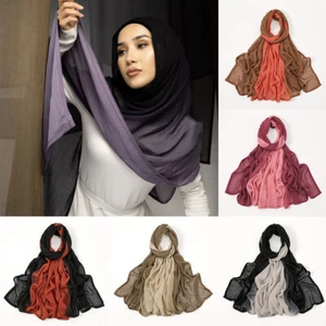 Gradient Color Cotton Rayon Scarf Muslim Hijabs Islamic Turban Headbands Scarves - Picture 1 of 23