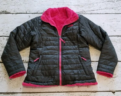THE NORTH FACE Large Girls Gray Pink Fur Lined Jacket Coat 14 16 DC-TT20 - Image 1 of 4