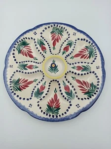 ANTIQUE MAJOLICA OYSTER PLATE FRENCH HB QUIMPER - Picture 1 of 18
