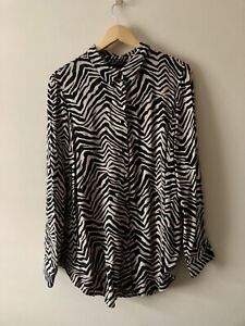 M&S Black Mix Viscose Zebra Print Shirt/Blouse Size UK 18