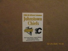 ECHL Johnstown Chiefs Vintage Circa 1998-99 Team Logo Hockey Pocket Schedule