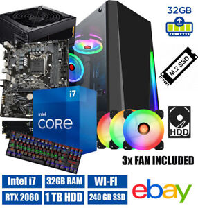 Gaming PC Computers Intel Core i7 11th Gen 32GB RAM 240GB SSD RTX 2060 6GB Gamin