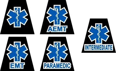 Reflective Black EMS EMT PARAMEDIC AEMT Interm Tetrahedron Helmet Decal You Pick