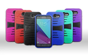 For Virgin Mobile-Samsung Galaxy J7 Perx 4G LTE Armor Stand Hard Soft Case Cover - Picture 1 of 20