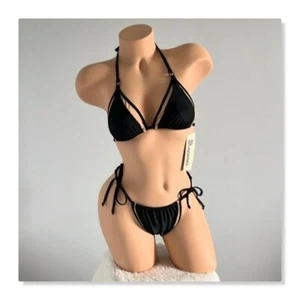 No Boundaries Two Tone Mesh Triangle String Bikini Sz S NWT - Picture 1 of 14