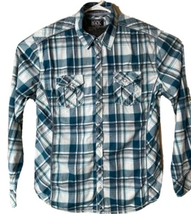 Buckle Black Plaid Long Sleeve Blue Snap Shirt Mens XL Western Athletic Fit - Picture 1 of 9