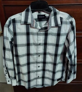Boys - Calvin Klein Black/White Plaid Shirt - Sz M (10/12) - Picture 1 of 4