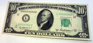Series 1950B $10 Ten Dollar FRN L25925346C CIrculated San Francisco Free Ship!! - Picture 1 of 2