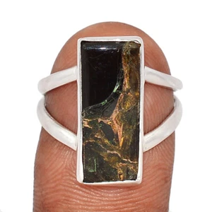Composite Copper Black Turquoise 925 Sterling Silver Ring Jewelry s.8 CR58020 - Picture 1 of 1