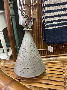 Vintage Tinware Primitive Punched Tin Hanging Light Farmhouse Rustic - Picture 1 of 2