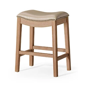 Maven Lane Saddle Stool Weathered Oak Finish w/Avanti Vegan Leather(For Parts) - Picture 1 of 6
