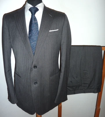 Traje de lana JAEGER MAYFAIR carbón espiga para hombre 42 R chaqueta pantalones W36 L32 Foto 1 de 4