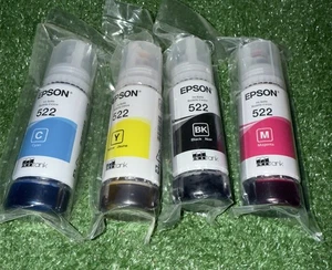 Genuine Epson 522 Ink Bottles 4 Pack for ET-2720 ET-2800 ET-2803 ET-4700 - Picture 1 of 4