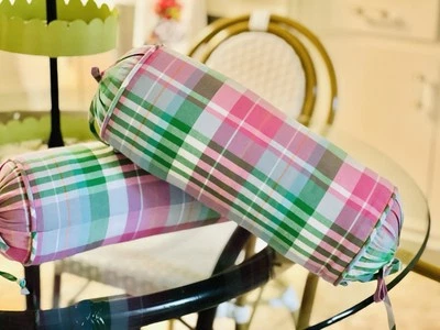 Píldoras personalizadas para cuello/reforzar S/2 Ralph Lauren a cuadros rosa/verde/azul bebé Foto 1 de 4