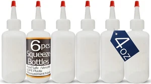 Plastic Squeeze Bottles with Red Tip Cap, 4 Oz Squirt Bottle For Ketchup, BBQ... - Picture 1 of 9