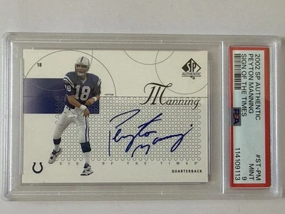 2002 UPPER DECK SP AUTHENTIC SIGN OF THE TIMES PEYTON MANNING PSA 9 Colts - Image 1 of 3