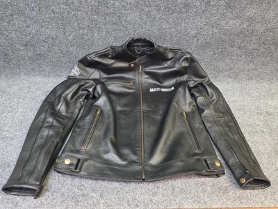 Mens M Harley Davidson BlOUSON CUIR Motorcycle Skull  Reflective LeatherJacket - Image 1 of 4