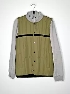 VOLCOM Military Green & Gray Jacket Hooded Pockets Snap Size S - Picture 1 of 16