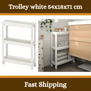 Ikea VESKEN Trolley Narrow Fit, Kitchen Bathroom Trolly White 54x18x71cm - Picture 1 of 2