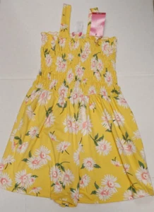 NWT Zunie Girl Girl's Yellow Floral Smocktop Romper Size M (7/8) - Picture 1 of 1