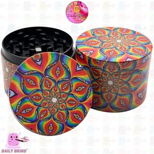 50mm Cute Kaleidoscope Colourful Pretty Art 4-Piece Metal Tobacco Grinder Gift - Picture 1 of 21