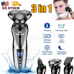 Men Electric Shaver Trimmer Rotary Razor Wet/Dry Beard Shaving USB Rechargeable - Picture 1 of 13