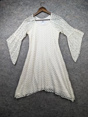 Rock 47 By Wrangler Dress Womens Small Ivory Lace Bell Sleeve A-Line Gypsy Boho - Image 1 of 4