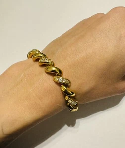 Joan Rivers Twist Panel Gliederarmband mit Strass Akzenten goldfarben 8 1/4" - Bild 1 von 6