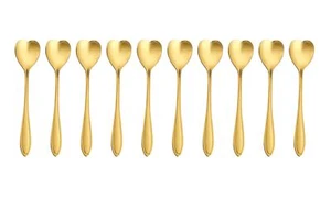 10 Pieces Stainless Steel Flower Spoon Creative Gold Dessert Spoons Coffee Sp... - Picture 1 of 5