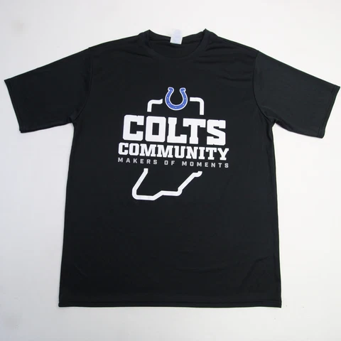Indianapolis Colts Port Company Short Sleeve Shirt Men's Black New Cover