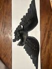 Vintage Metal Black USA Eagle Wall Hanging 28” Wingspan
