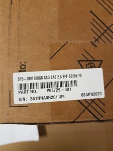 NEW SEALED HP 3PAR 920GB SAS 2.5 SFF SS20K FE SSD P08729-001 - Picture 1 of 2