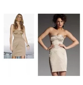 BNWT SIZE. 10 LOVE LABEL STRAPLESS CHAMPAGNE/BEIGE CORSET BODYCON DRESS - Picture 1 of 1