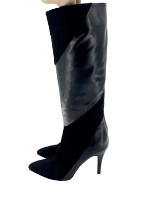 Bettye Muller Gigi Gamuza Cuero Alto Negro Stiletto Botas 38 UE Nuevas $559 SH16 Foto 1 de 4