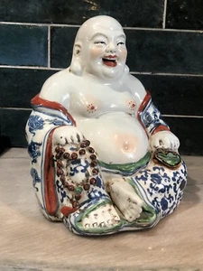 RARE ANTIQUE CHINESE BUDDHA PORCELAIN FIGURINE FIGURE STATUE BUDDHISM GOOD LUCK - Picture 1 of 24