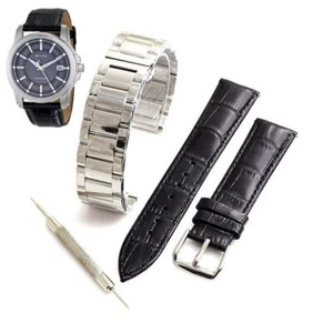Pack of 2 Steel Bracelet & Leather Replacement Watch Band Fits Bulova 96B158 - Picture 1 of 6