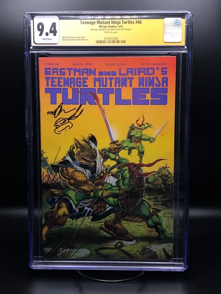 Teenage Mutant Ninja Turtles #46 CGC 9.4 JSA Signed and Sketch by Michael Dooney - Image 1 of 3