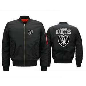 Oakland Raiders Men's Bomber Jacket Winter Warm Windproof Zip Up Outwears Gift