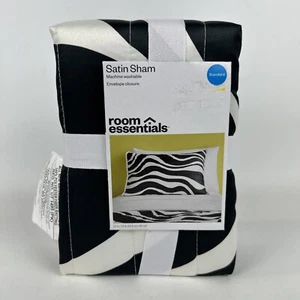 Satin Quilt Sham Black White Room Essentials 20” X 28” New - Picture 1 of 6
