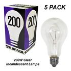 5 x 200W Incandescent Light Globes Bulbs E27 Screw ES Warm White Dimmable Clear