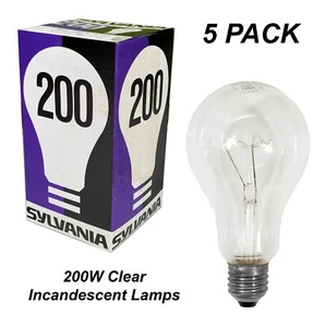 5 x 200W Incandescent Light Globes Bulbs E27 Screw ES Warm White Dimmable Clear - Picture 1 of 2