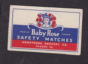 Ancienne étiquette  allumettes Etats Unis BN134052  Baby Rose  - Picture 1 of 1