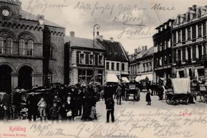 Dänemark ( Kolding Torvel 1905 ) Karte gelaufen, mit Hand beschriftet, - Bild 1 von 2