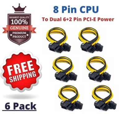 CPU 8 Pin auf Dual 6+2 Pin GPU PCI-E PCI Express EPS12V Adapter Y-Splitter Kabel - Bild 1 von 4