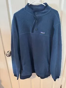 Patagonia Maglione Uomo Blu Shearling Fleece Pullover 1/4 Snap Taglia 2XL 26140 - Foto 1 di 6