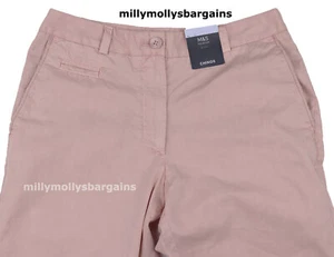 M&S Womens Marks and Spencer Pink Chino Trousers Size 20 18 16 14 12 10 8 6 Shor - Picture 1 of 9