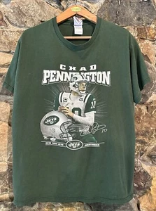 Vintage CHAD PENNINGTON NEW YORK JETS QUARTERBACK T-Shirt LARGE/XL football NFL - Picture 1 of 7
