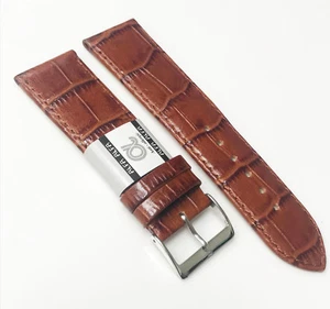 Alfa USA echtes neues Leder 24 mm antiallergisch braun silberne Schnalle Uhrenarmband - Bild 1 von 4